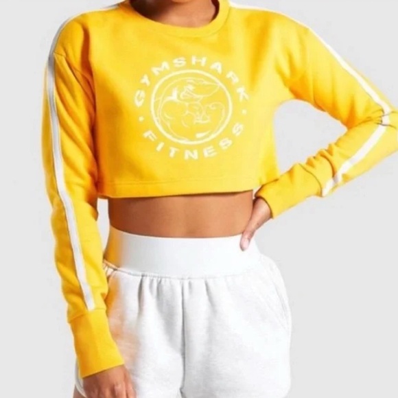 Gymshark Tops - Gymshark Women's Yellow Cropped Sweater Size Medium Athletic Outdoors